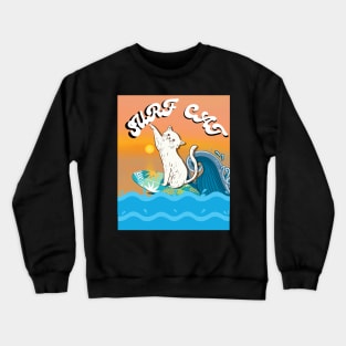 surf cat Crewneck Sweatshirt